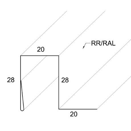 Прогон опорный Клик/Ритм PR.28 28*20*28 мм L=2 м GreenCoat Pural BT SSAB (Zn 275) глянцевый RR 887 - коричневый шоколад