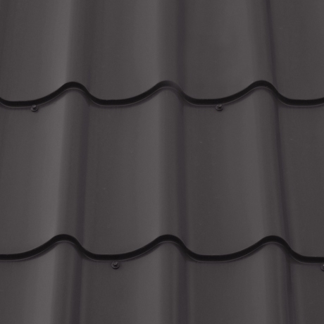 Лист 0,5 мм 1650*1180 Металлочерепица М28 Премиум PU Rooftop Кашемир Северсталь (Zn 275) глянцевый RAL 7024 - серый графит