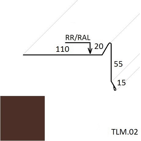 Ветровая планка (для мягкой кровли) TLM.02 100*70 мм L=2 м полиэстер (Zn 100) матовый RAL 8017 - коричневый шоколад