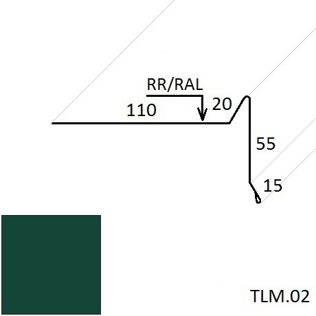 Ветровая планка (для мягкой кровли) TLM.02 100*70 мм L=2 м полиэстер (Zn 140) глянцевый RAL 6005 - зеленый мох