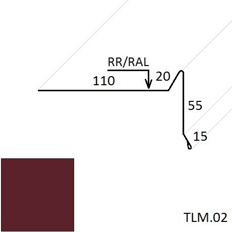 Ветровая планка (для мягкой кровли) TLM.02 100*70 мм L=2 м GreenCoat Pural Matt BT SSAB (Zn 275) матовый RR 798 - красное вино