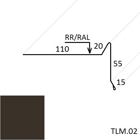 Ветровая планка (для мягкой кровли) TLM.02 100*70 мм L=2 м полиэстер (Zn 140) матовый RAL 8019 - коричневый