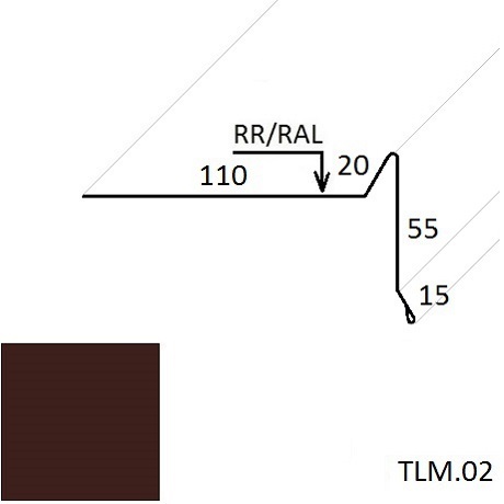 Ветровая планка (для мягкой кровли) TLM.02 100*70 мм L=2 м полиэстер (Zn 140) матовый RAL 8017 - коричневый шоколад