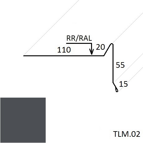 Ветровая планка (для мягкой кровли) TLM.02 100*70 мм L=2 м GreenCoat Pural Matt BT SSAB (Zn 275) матовый RR 2Н3 - сланцевый