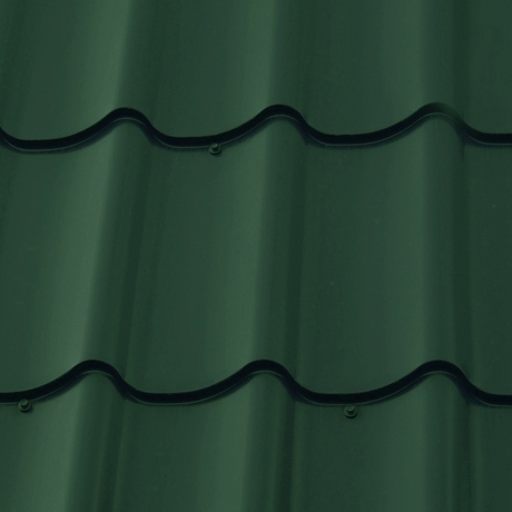 Лист 0,5 мм 2400*1180 Металлочерепица М28 Премиум GreenCoat Pural BT SSAB (Zn 275) глянцевый RR 5C7 - зеленый мох