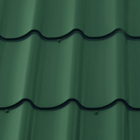 Лист 0,5 мм 1850*1180 Металлочерепица М28 полиэстер Rooftop Шелк Северсталь (Zn 275) глянцевый RAL 6005 - зеленый мох