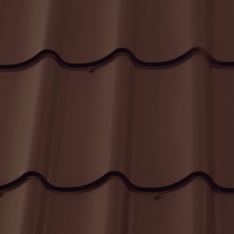 Лист 0,5 мм 850*1180 Металлочерепица М28 полиэстер Rooftop Бархат Северсталь (Zn 275) матовый RAL 8017 - коричневый шоколад