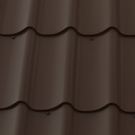 Лист 0,5 мм 5350*1180 Металлочерепица М28 Премиум PU Rooftop Кашемир Северсталь (Zn 275) глянцевый RAL 8019 - коричневый