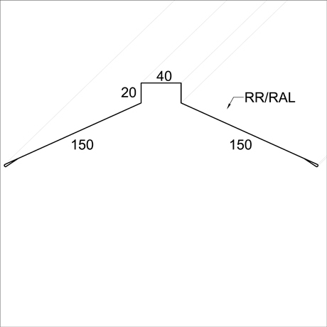 Конек плоский 150*40*150 мм L=2 м Grand Line Rooftop Бархат (Zn 180) RAL 7024 - серый графит
