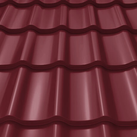 Лист 0,5 мм 1210*1180 Stynergy Металлочерепица СМ Классик CORUNDUM50 (Zn 140) RAL 3005 - красное вино